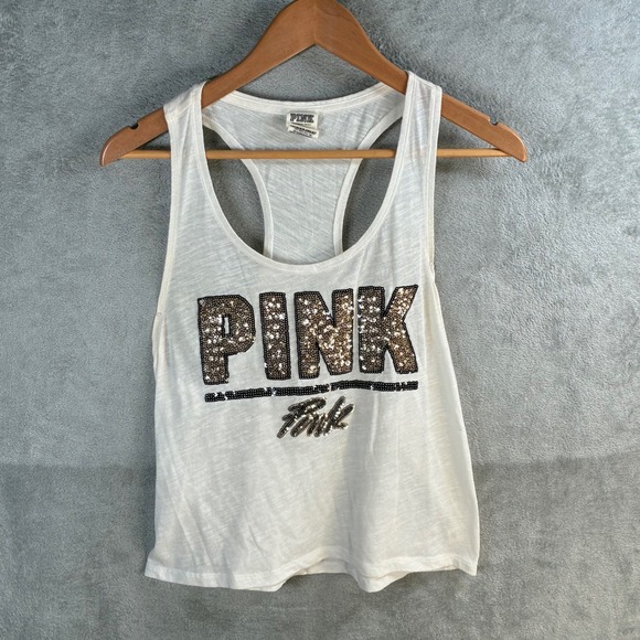 VS PINK Tank Top Small Bling Glam Indie Sleaze Mcbling Bimbocore Y2k - Picture 1 of 6